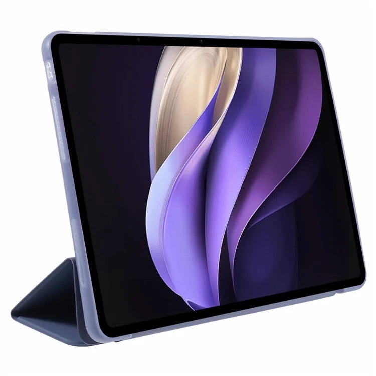 For vivo Pad3 Pro PU Leather Case Soft Silicone Tablet Cover Tri-fold Stand Protective Shell