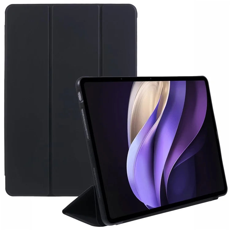 For vivo Pad3 Pro PU Leather Case Soft Silicone Tablet Cover Tri-fold Stand Protective Shell