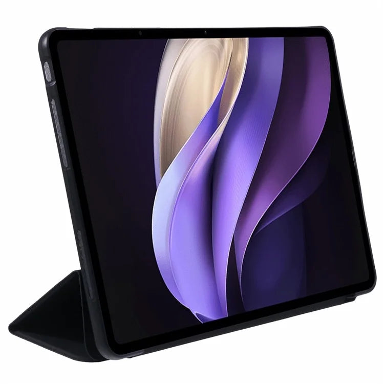 For vivo Pad3 Pro PU Leather Case Soft Silicone Tablet Cover Tri-fold Stand Protective Shell
