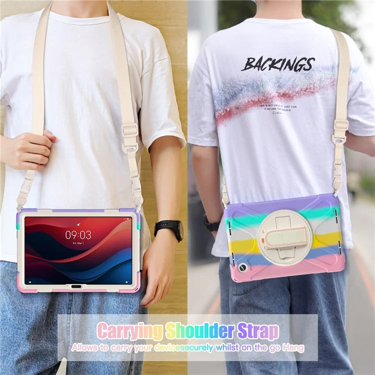 For Lenovo Tab M11 TB-330FU / 331FC / Xiaoxin Pad 11 2024 Case PC+Silicone Tablet Cover with Shoulder Strap
