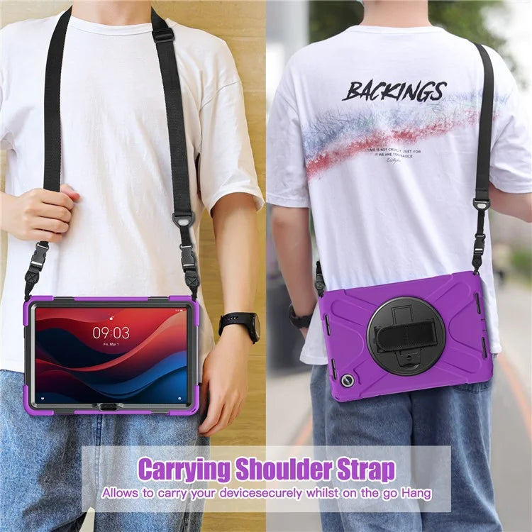For Lenovo Tab M11 TB-330FU / 331FC / Xiaoxin Pad 11 2024 Case PC+Silicone Tablet Cover with Shoulder Strap