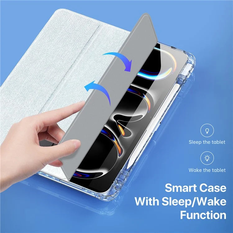 DUX DUCIS Unid Series For iPad Pro 13 (2024) Clear Tablet Case TPU+PC+PU Auto Wake / Sleep Cover with Pen Slot