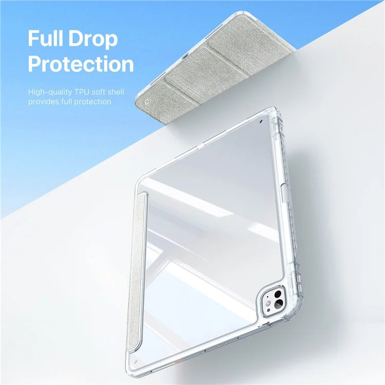 DUX DUCIS Unid Series For iPad Pro 13 (2024) Clear Tablet Case TPU+PC+PU Auto Wake / Sleep Cover with Pen Slot