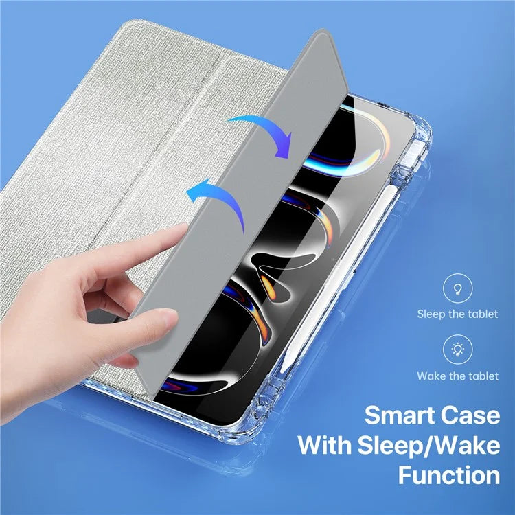 DUX DUCIS Unid Series For iPad Pro 13 (2024) Clear Tablet Case TPU+PC+PU Auto Wake / Sleep Cover with Pen Slot