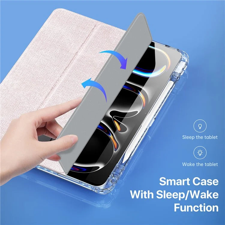 DUX DUCIS Unid Series For iPad Pro 13 (2024) Clear Tablet Case TPU+PC+PU Auto Wake / Sleep Cover with Pen Slot