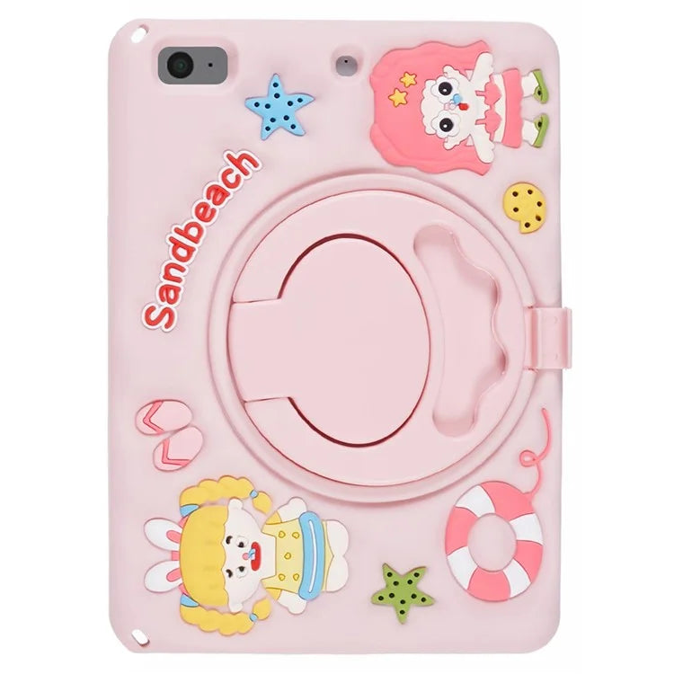 For iPad mini (2019) 7.9 inch / mini 4 / mini 3 / Mini 2 / Mini Silicone Case Kickstand Sandbeach Girl Pattern Tablet Cover