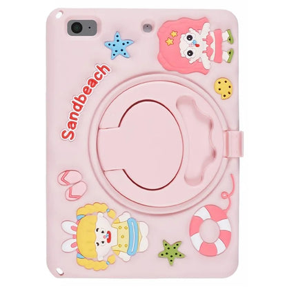 For iPad mini (2019) 7.9 inch / mini 4 / mini 3 / Mini 2 / Mini Silicone Case Kickstand Sandbeach Girl Pattern Tablet Cover