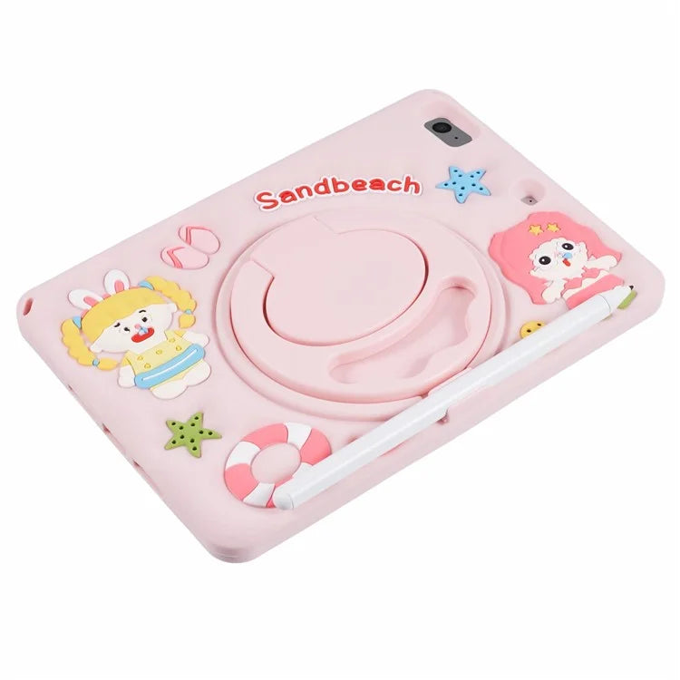 For iPad mini (2019) 7.9 inch / mini 4 / mini 3 / Mini 2 / Mini Silicone Case Kickstand Sandbeach Girl Pattern Tablet Cover