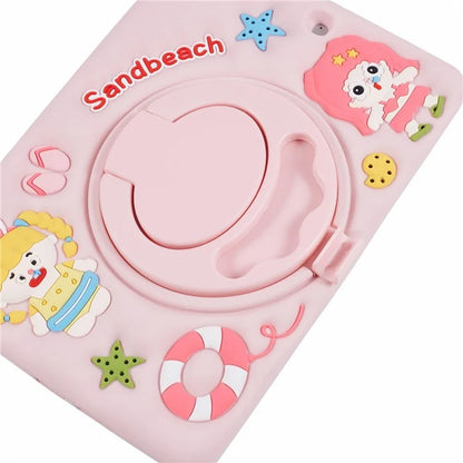 For iPad mini (2019) 7.9 inch / mini 4 / mini 3 / Mini 2 / Mini Silicone Case Kickstand Sandbeach Girl Pattern Tablet Cover