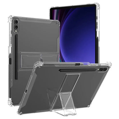 For Samsung Galaxy Tab S9+ Clear Tablet Case Airbag 4 Corners TPU Cover with PC Kickstand