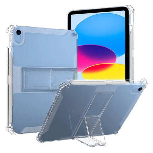 For iPad 10.9 (2022) Tablet Case Clear TPU Airbag Corners Drop Protection Cover with PC Kickstand