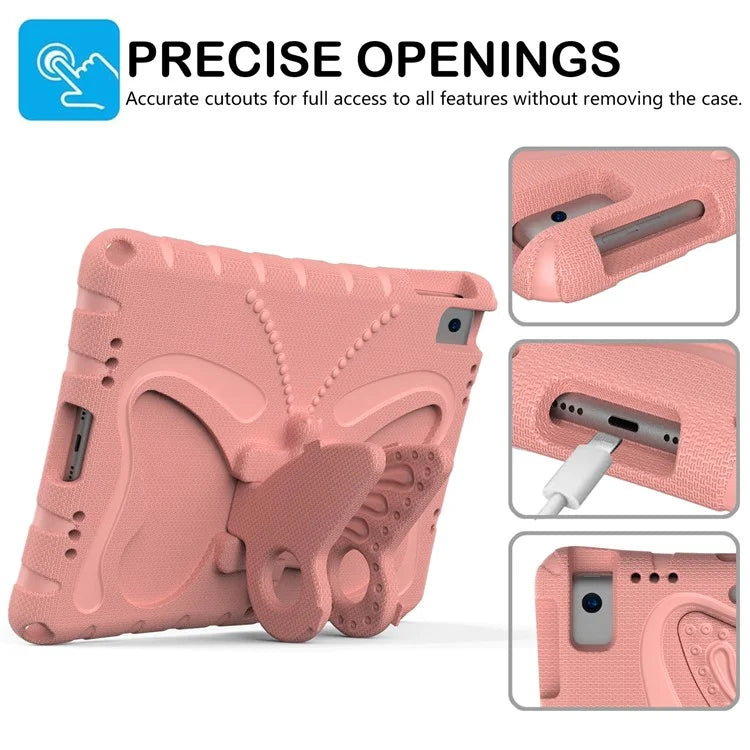 For iPad 10.2 (2021) / (2020) / (2019) / iPad Air 10.5 inch (2019) Case Butterfly Kickstand EVA Tablet Cover with Lanyard