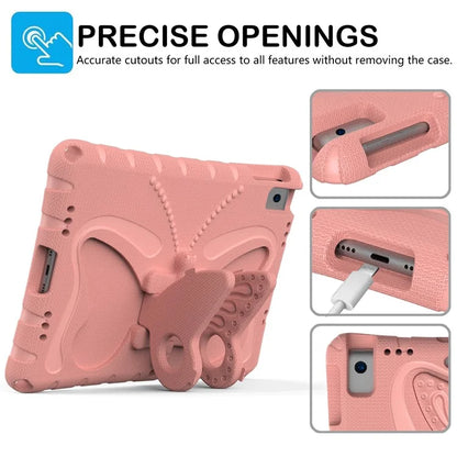 For iPad 10.2 (2021) / (2020) / (2019) / iPad Air 10.5 inch (2019) Case Butterfly Kickstand EVA Tablet Cover with Lanyard
