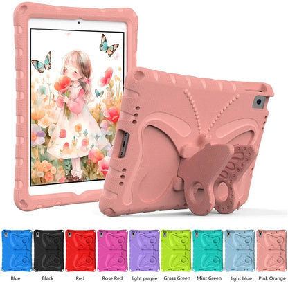 For iPad 10.2 (2021) / (2020) / (2019) / iPad Air 10.5 inch (2019) Case Butterfly Kickstand EVA Tablet Cover with Lanyard