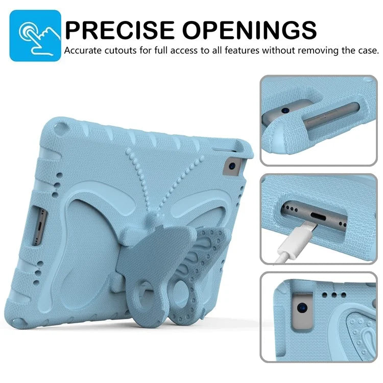 For iPad 10.2 (2021) / (2020) / (2019) / iPad Air 10.5 inch (2019) Case Butterfly Kickstand EVA Tablet Cover with Lanyard