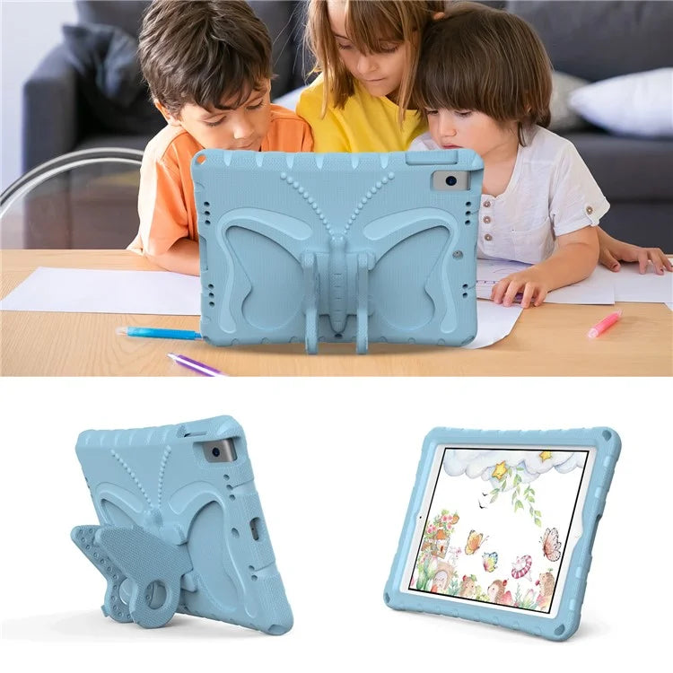 For iPad 10.2 (2021) / (2020) / (2019) / iPad Air 10.5 inch (2019) Case Butterfly Kickstand EVA Tablet Cover with Lanyard