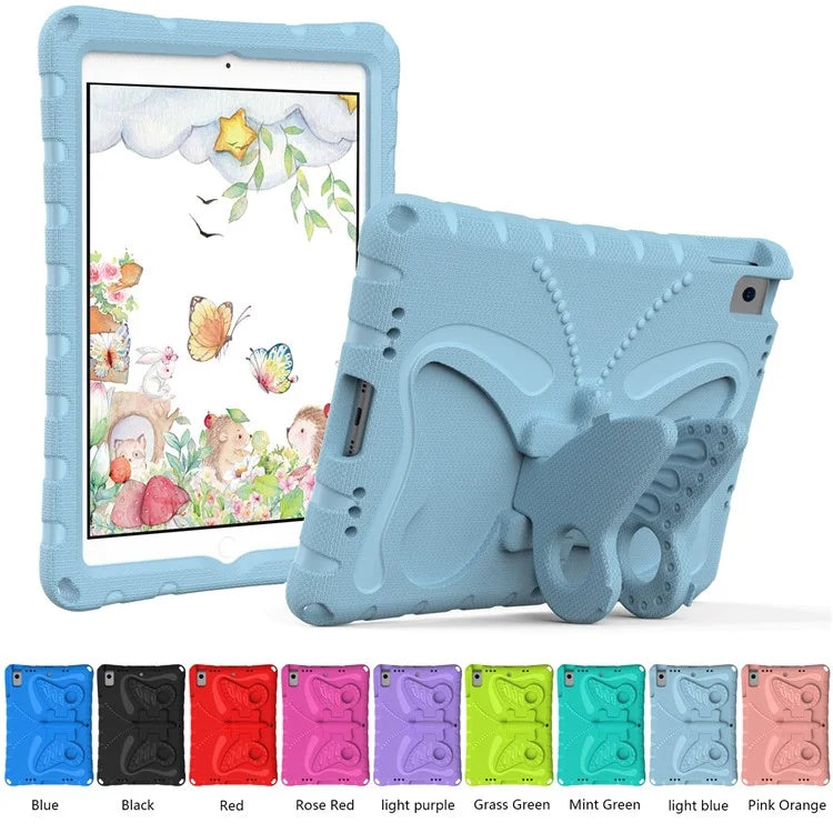 For iPad 10.2 (2021) / (2020) / (2019) / iPad Air 10.5 inch (2019) Case Butterfly Kickstand EVA Tablet Cover with Lanyard