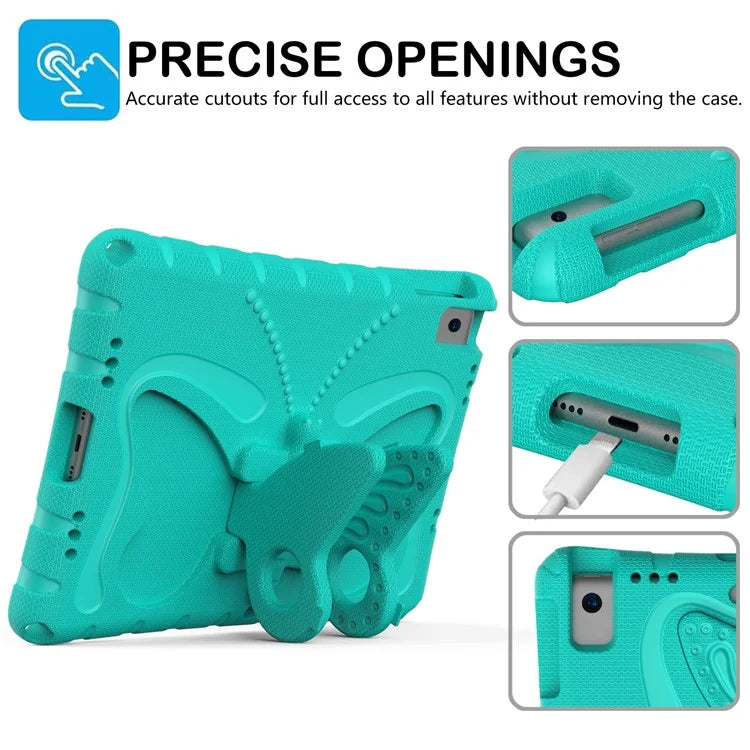 For iPad 10.2 (2021) / (2020) / (2019) / iPad Air 10.5 inch (2019) Case Butterfly Kickstand EVA Tablet Cover with Lanyard