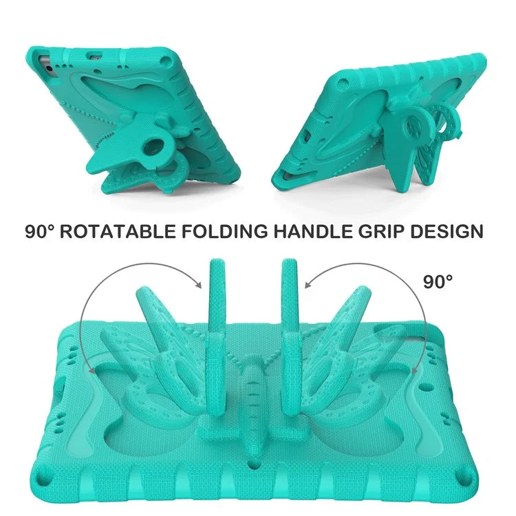 For iPad 10.2 (2021) / (2020) / (2019) / iPad Air 10.5 inch (2019) Case Butterfly Kickstand EVA Tablet Cover with Lanyard