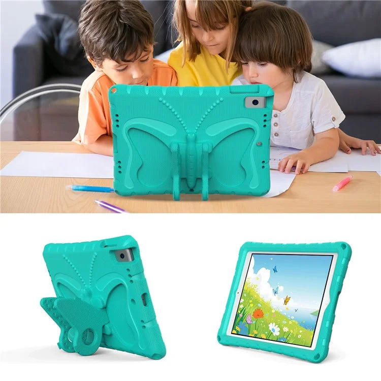 For iPad 10.2 (2021) / (2020) / (2019) / iPad Air 10.5 inch (2019) Case Butterfly Kickstand EVA Tablet Cover with Lanyard