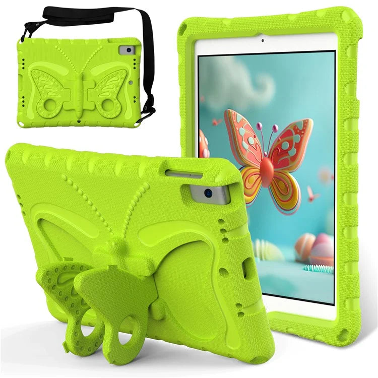 For iPad 10.2 (2021) / (2020) / (2019) / iPad Air 10.5 inch (2019) Case Butterfly Kickstand EVA Tablet Cover with Lanyard