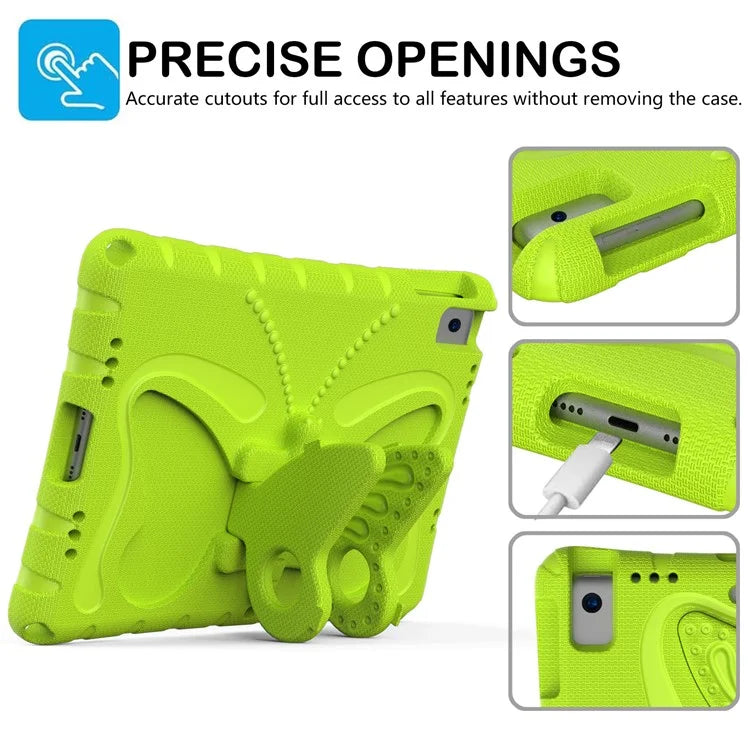 For iPad 10.2 (2021) / (2020) / (2019) / iPad Air 10.5 inch (2019) Case Butterfly Kickstand EVA Tablet Cover with Lanyard