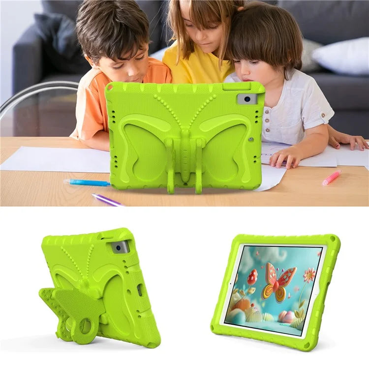 For iPad 10.2 (2021) / (2020) / (2019) / iPad Air 10.5 inch (2019) Case Butterfly Kickstand EVA Tablet Cover with Lanyard