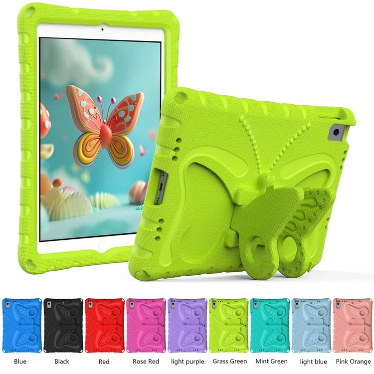 For iPad 10.2 (2021) / (2020) / (2019) / iPad Air 10.5 inch (2019) Case Butterfly Kickstand EVA Tablet Cover with Lanyard