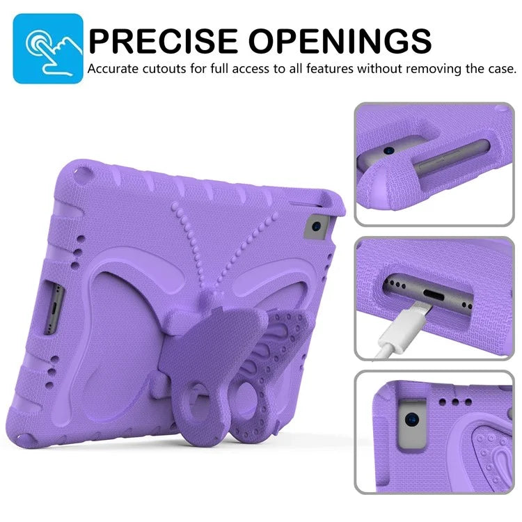 For iPad 10.2 (2021) / (2020) / (2019) / iPad Air 10.5 inch (2019) Case Butterfly Kickstand EVA Tablet Cover with Lanyard