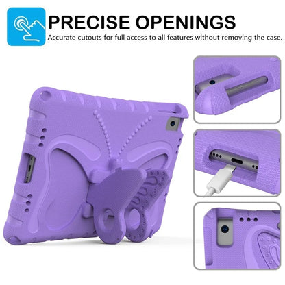 For iPad 10.2 (2021) / (2020) / (2019) / iPad Air 10.5 inch (2019) Case Butterfly Kickstand EVA Tablet Cover with Lanyard