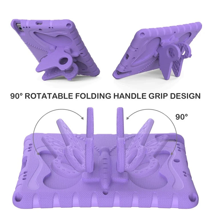 For iPad 10.2 (2021) / (2020) / (2019) / iPad Air 10.5 inch (2019) Case Butterfly Kickstand EVA Tablet Cover with Lanyard