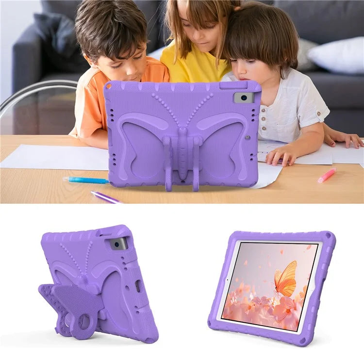 For iPad 10.2 (2021) / (2020) / (2019) / iPad Air 10.5 inch (2019) Case Butterfly Kickstand EVA Tablet Cover with Lanyard