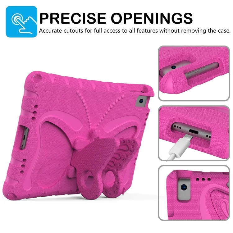 For iPad 10.2 (2021) / (2020) / (2019) / iPad Air 10.5 inch (2019) Case Butterfly Kickstand EVA Tablet Cover with Lanyard