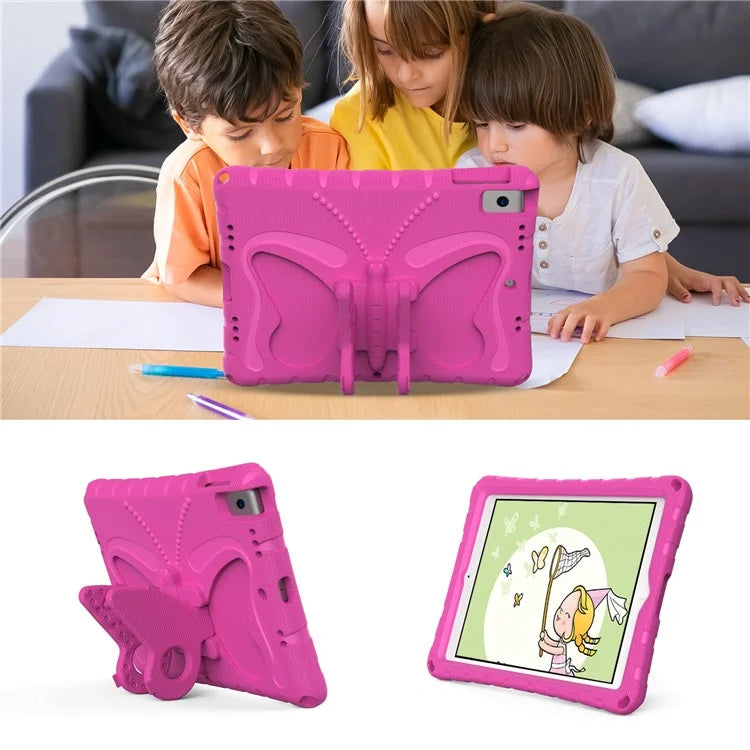 For iPad 10.2 (2021) / (2020) / (2019) / iPad Air 10.5 inch (2019) Case Butterfly Kickstand EVA Tablet Cover with Lanyard