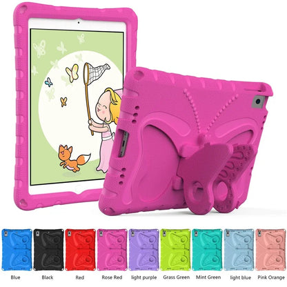 For iPad 10.2 (2021) / (2020) / (2019) / iPad Air 10.5 inch (2019) Case Butterfly Kickstand EVA Tablet Cover with Lanyard