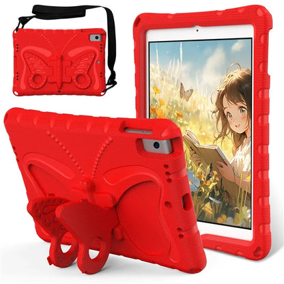 For iPad 10.2 (2021) / (2020) / (2019) / iPad Air 10.5 inch (2019) Case Butterfly Kickstand EVA Tablet Cover with Lanyard