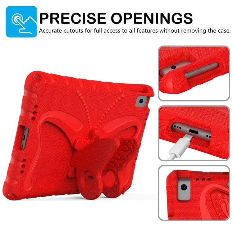 For iPad 10.2 (2021) / (2020) / (2019) / iPad Air 10.5 inch (2019) Case Butterfly Kickstand EVA Tablet Cover with Lanyard