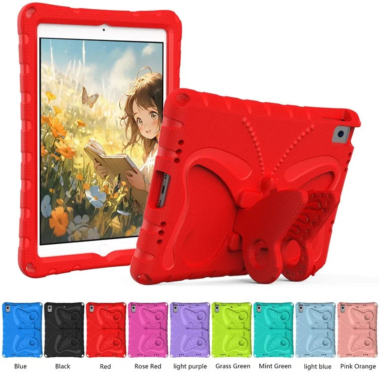 For iPad 10.2 (2021) / (2020) / (2019) / iPad Air 10.5 inch (2019) Case Butterfly Kickstand EVA Tablet Cover with Lanyard