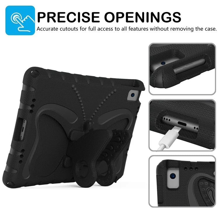 For iPad 10.2 (2021) / (2020) / (2019) / iPad Air 10.5 inch (2019) Case Butterfly Kickstand EVA Tablet Cover with Lanyard