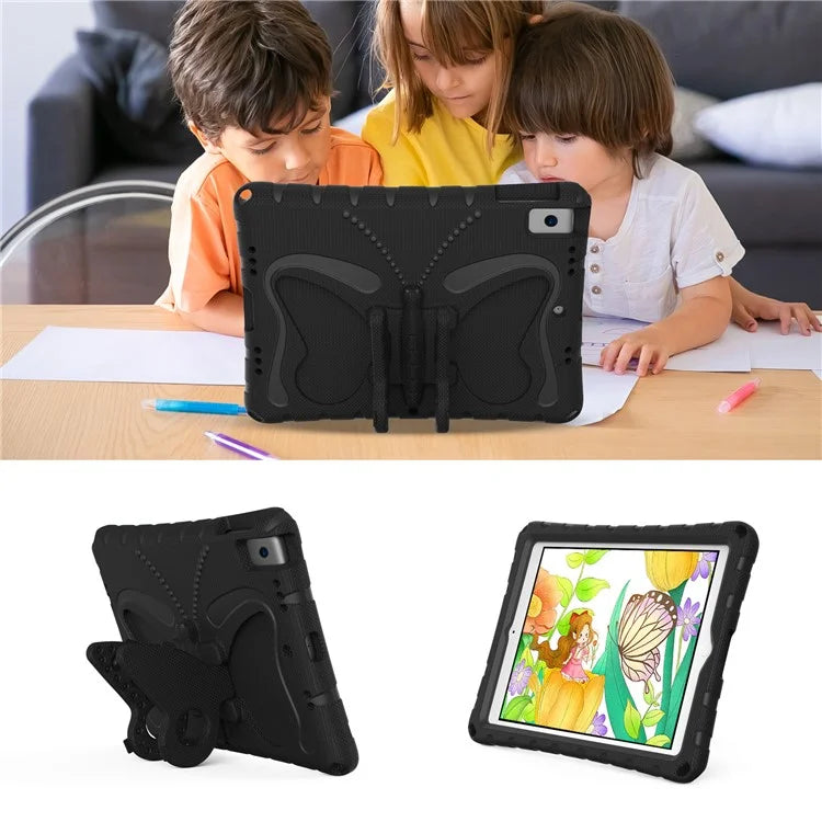 For iPad 10.2 (2021) / (2020) / (2019) / iPad Air 10.5 inch (2019) Case Butterfly Kickstand EVA Tablet Cover with Lanyard