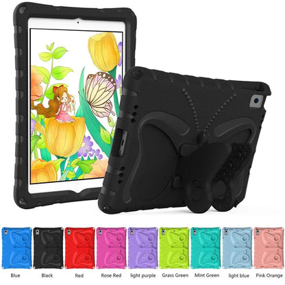 For iPad 10.2 (2021) / (2020) / (2019) / iPad Air 10.5 inch (2019) Case Butterfly Kickstand EVA Tablet Cover with Lanyard