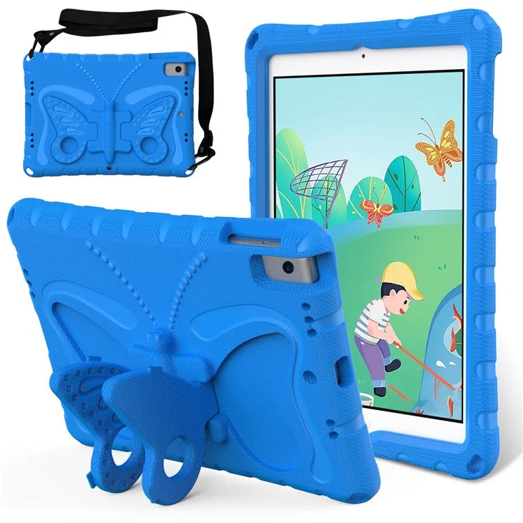For iPad 10.2 (2021) / (2020) / (2019) / iPad Air 10.5 inch (2019) Case Butterfly Kickstand EVA Tablet Cover with Lanyard
