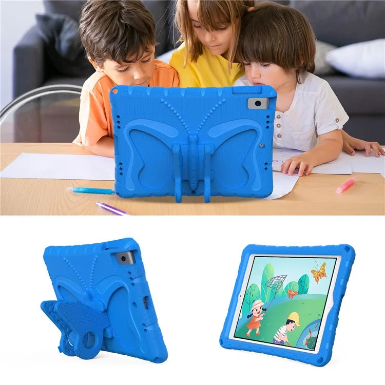 For iPad 10.2 (2021) / (2020) / (2019) / iPad Air 10.5 inch (2019) Case Butterfly Kickstand EVA Tablet Cover with Lanyard