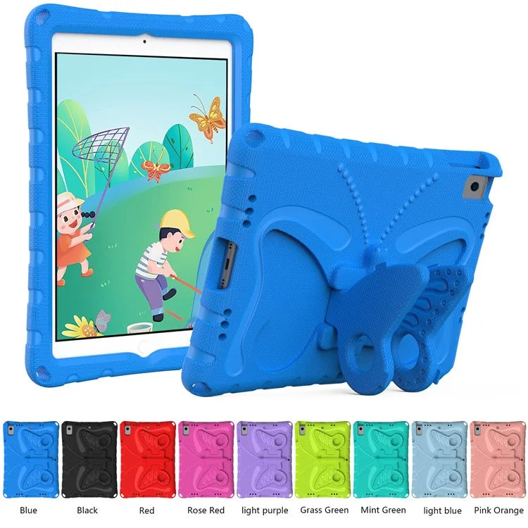 For iPad 10.2 (2021) / (2020) / (2019) / iPad Air 10.5 inch (2019) Case Butterfly Kickstand EVA Tablet Cover with Lanyard