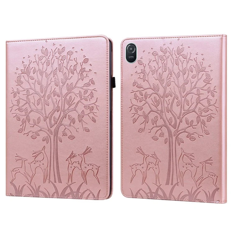 For Honor Pad 8 Case PU Leather Tree Deer Pattern Tablet Cover with Card Slots