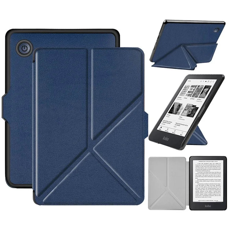 For Kobo Clara 2E Case Origami Stand Hard PC+PU Leather Tablet Cover