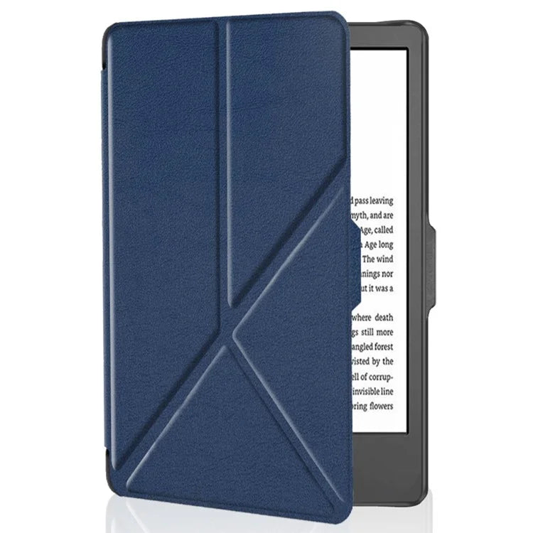 For Kobo Clara 2E Case Origami Stand Hard PC+PU Leather Tablet Cover