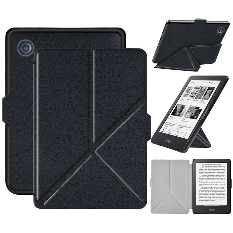 For Kobo Clara 2E Case Origami Stand Hard PC+PU Leather Tablet Cover