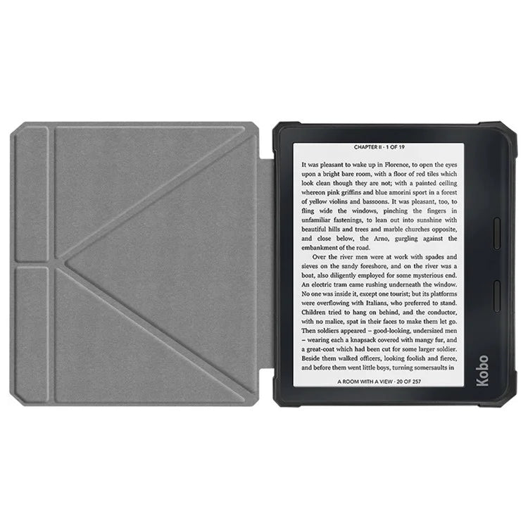 For Kobo Libra 2 N418 E-Reader Case Pattern Printing Origami Stand TPU+PU Leather Tablet Cover