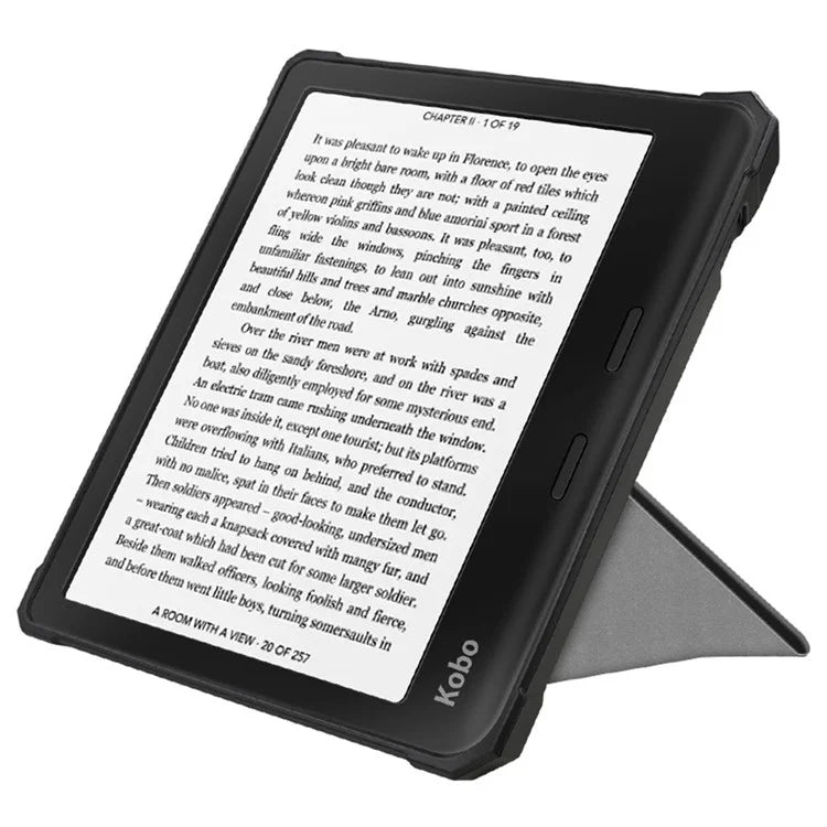 For Kobo Libra 2 N418 E-Reader Case Pattern Printing Origami Stand TPU+PU Leather Tablet Cover